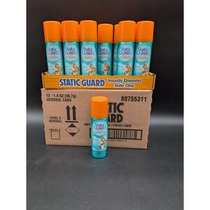 Static Guard Fabric Spray, Fresh Linen Scent, 1.4 Oz Travel Size (Pack of 12)